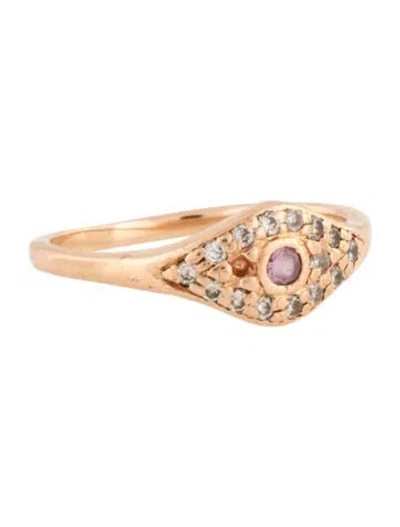 Pre-owned Jacquie Aiche 14k Sapphire & Diamond Pave Eye Ring In Multicolor