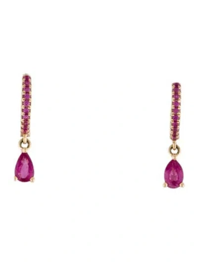 Pre-owned Jacquie Aiche 14k Sapphire Teardrop Huggie Earrings In Multi