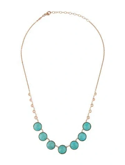 Pre-owned Jacquie Aiche 14k Turquoise & Diamond Collar Necklace, 17" In Multi