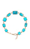 Jacquie Aiche 14k Yellow Gold 10 Graduated Square + Rectangle Turquoise Bezel Bracelet In Blue