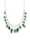 Jacquie Aiche 14k Yellow Gold 15 Dia 15 Emerald Leaf Drop Shaker Necklace In Green