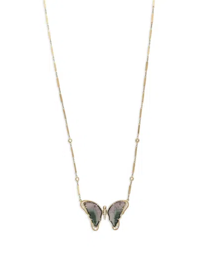 Jacquie Aiche 14k Yellow Gold Butterfly Tourmaline And Diamond Necklace