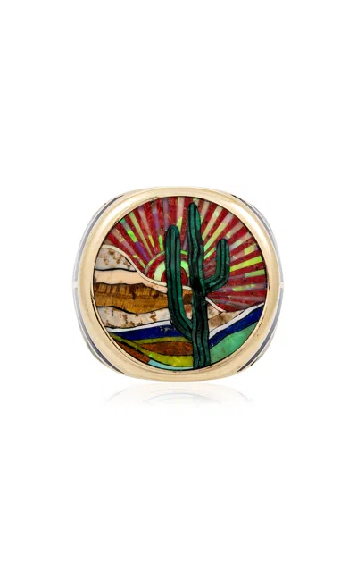 Jacquie Aiche 14k Yellow Gold Desert Scenic Inlay Ring
