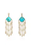 Jacquie Aiche 14k Yellow Gold Diamond And Turquoise Drop Stud Earrings In Blue