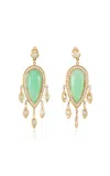 Jacquie Aiche 14k Yellow Gold Diamond Chrysoprase Drop Earrings In Green