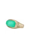 Jacquie Aiche 14k Yellow Gold Diamond Chrysoprase Ring In Green