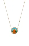 Jacquie Aiche 14k Yellow Gold Diamond Malachite And Opal Inlay Necklace In Orange