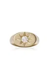 Jacquie Aiche 14k Yellow Gold Diamond Signet Ring