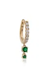Jacquie Aiche 14k Yellow Gold Emerald And Diamond Single Hoop Earring In Dark Green