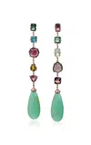 Jacquie Aiche 14k Yellow Gold Emerald And Tourmaline Earrings In Green