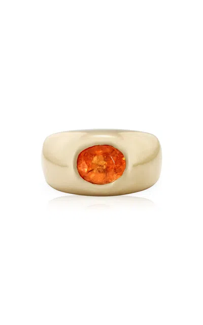 Jacquie Aiche 14k Yellow Gold Fire Opal Dome Ring In Orange