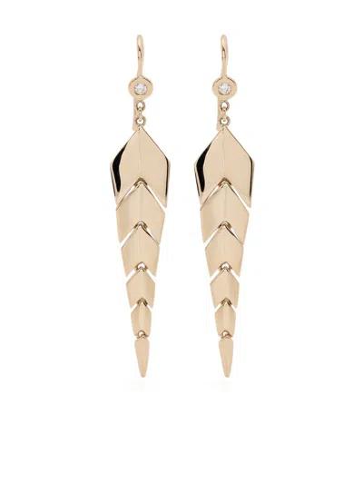 JACQUIE AICHE 14K YELLOW GOLD FISHTAIL DROP EARRINGS