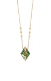 Jacquie Aiche 14k Yellow Gold Green Opal Inlay Kite Shield Pave Green Tourmaline Oval Center 6 Dia Necklace
