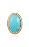 Jacquie Aiche 14k Yellow Gold Large Smooth Oval Turquoise Bezel Satin Finish Ring In Blue