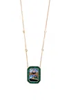 Jacquie Aiche 14k Yellow Gold Octagon Scenic Inlay 4 Dia Necklace In Green