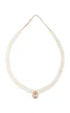 Jacquie Aiche 14k Yellow Gold Pave Dia Morganite Wide Teardrop Center Graduated Multi Opal Beaded Necklace