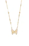 Jacquie Aiche 14k Yellow Gold Small 2 Row Pave Dia Butterfly Teardrop Center 4 Dia Mini Smooth Bar Necklace