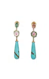 Jacquie Aiche 14k Yellow Gold Small Assorted Tourmaline + Turquoise Droplet Stud Earrings In Pink