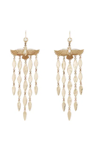 Jacquie Aiche 14k Yellow Gold Sophia + Dia Thunderbird Graduated Hammered Marquise Chandelier Earrings In Gold