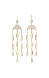 Jacquie Aiche 14k Yellow Gold Sophia + Pave Dia Crescent Moon Graduated Hammered Teardrop Chandelier Earrings