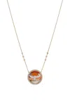 Jacquie Aiche 14k Yellow Gold Thunderbird Inlay Necklace In Pink