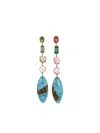 Jacquie Aiche 14k Yellow Gold Turquoise And Tourmaline Drop Earrings In Multi