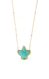 Jacquie Aiche 14k Yellow Gold Turquoise Thunderbird Necklace In Blue