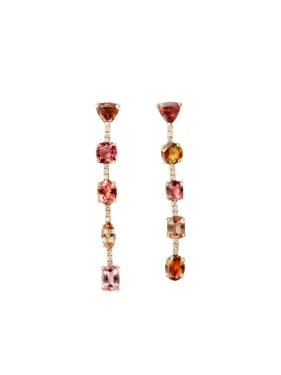 Jacquie Aiche 14k Yellow Gold Twiggy Tourmaline Earrings In Multi