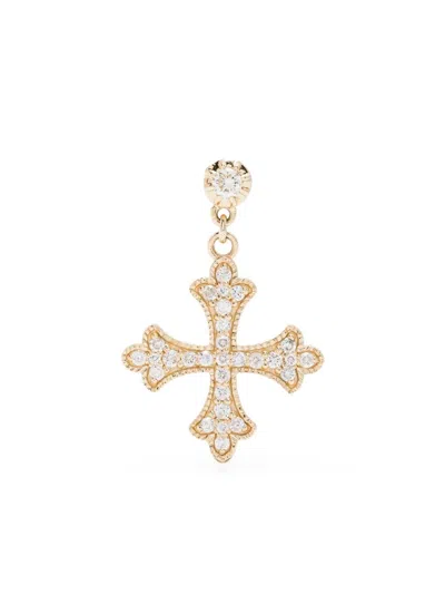 JACQUIE AICHE 14KT YELLOW GOLD CROSS DIAMOND EARRING