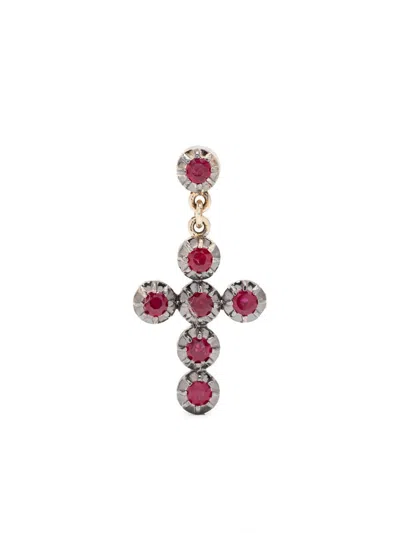 Jacquie Aiche 14kt Yellow Gold Cross Ruby Earrings
