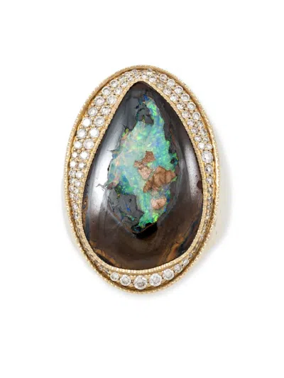 Jacquie Aiche 14kt Yellow Gold Freeform Koroit Diamond And Opal Ring In 金色