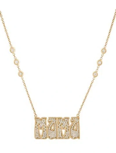 Pre-owned Jacquie Aiche 18k Diamond Large "mama" Necklace, 18" In Multi