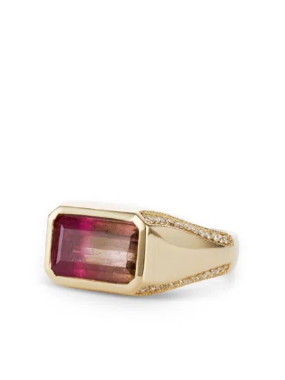Jacquie Aiche 18k Yellow Gold Tourmaline And Diamond Ring In Pink