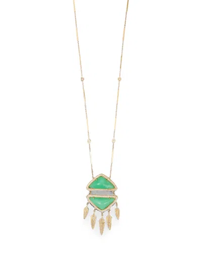 Jacquie Aiche Chrysoprase And Diamond Necklace In Multi