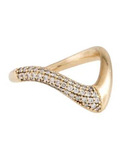 Pre-owned Jacquie Aiche Diamond Large V Wave Ring In Multicolor