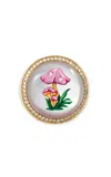 Jacquie Aiche Mushroom 14k Yellow Gold Hand-painted Mother-of-pearl Diamond Signet Ring In Pink