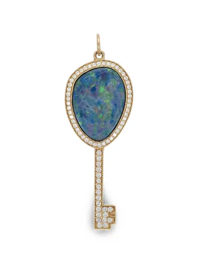 Jacquie Aiche Opal And Diamond Key Necklace In Gold