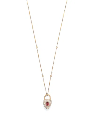 Jacquie Aiche Pink Tourmaline And Diamond Necklace In Gold
