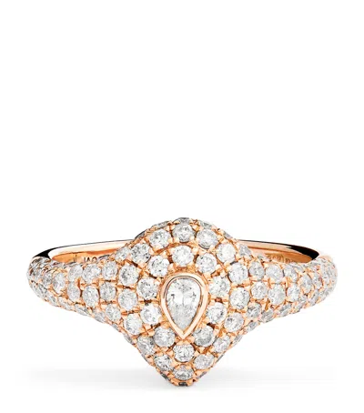 Jacquie Aiche Rose Gold And Diamond Teardrop Signet Ring