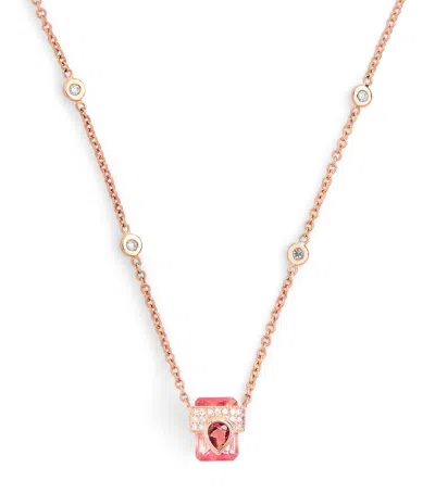 Jacquie Aiche Rose Gold, Diamond And Tourmaline Teardrop Necklace