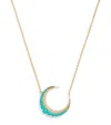 Jacquie Aiche Small Yellow Gold, Diamond And Turquoise Crescent Moon Necklace In Gold