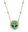 Jacquie Aiche Small Yellow Gold, Diamond, Turquoise And Onyx Inlay Necklace In Gold