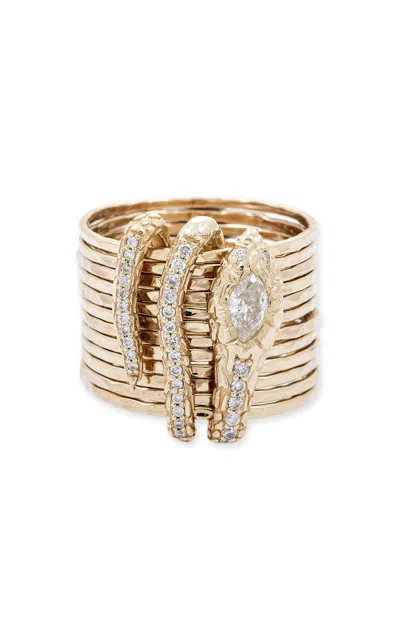 Jacquie Aiche Waif 14k Yellow Gold Diamond Snake Ring In Gold
