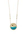 JACQUIE AICHE WAVE 14K YELLOW GOLD LAPIS; TURQUOISE NECKLACE