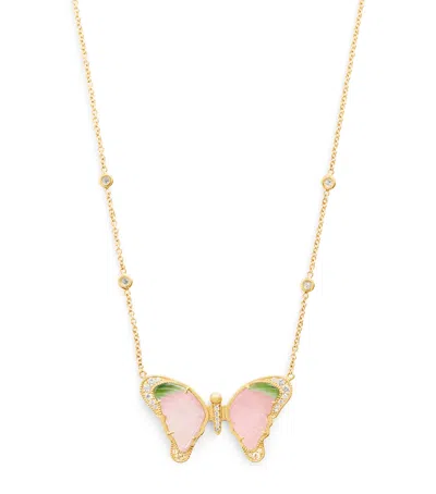 Jacquie Aiche Yellow Gold And Diamond Butterfly Necklace