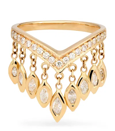 Jacquie Aiche Yellow Gold And Diamond Fringe Wishbone Ring