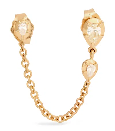 Jacquie Aiche Yellow Gold And Diamond Sophia Double-piercing Single Earring