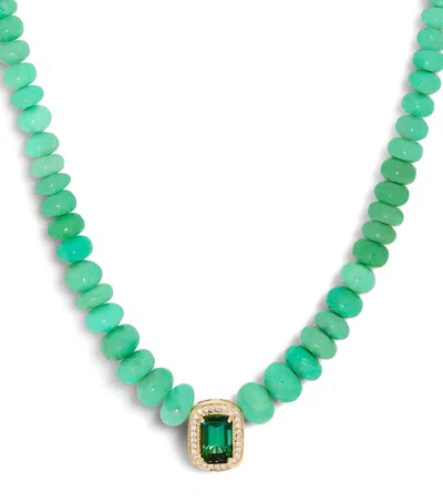 Jacquie Aiche Yellow Gold And Tourmaline Beaded Necklace