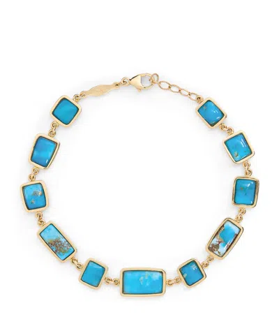 Jacquie Aiche Yellow Gold And Turquoise Bezel Bracelet In Blue