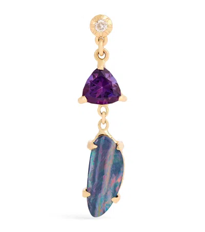 Jacquie Aiche Yellow Gold, Diamond, Amethyst And Opal Sophia Single Drop Earring